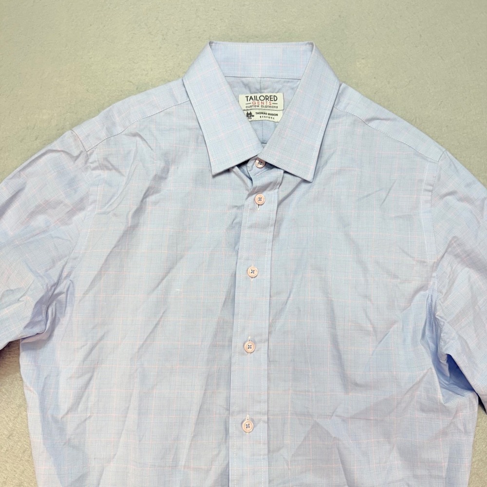 Tailored Gents Thomas Mason Bespoke Dress‎ Shirt Plaid Check Button Up